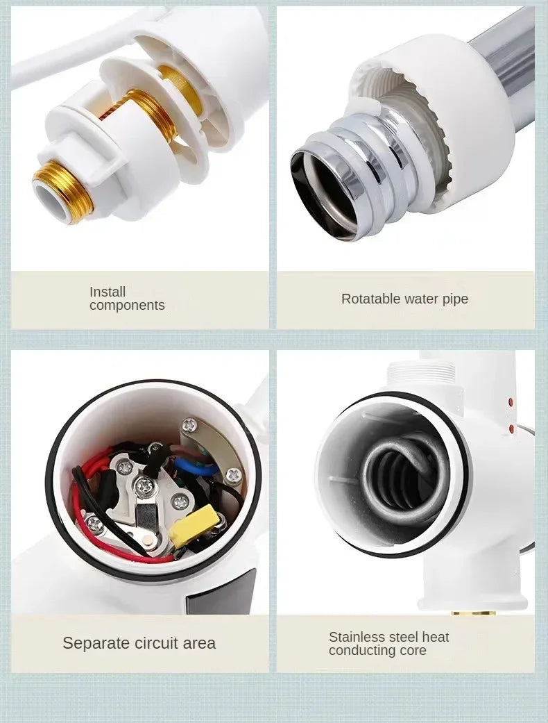 3000W Electric Kitchen Water Heater Tap Instant Hot Water Faucet Heater Cold Heating Faucet Tankless Instantaneous Water Heater