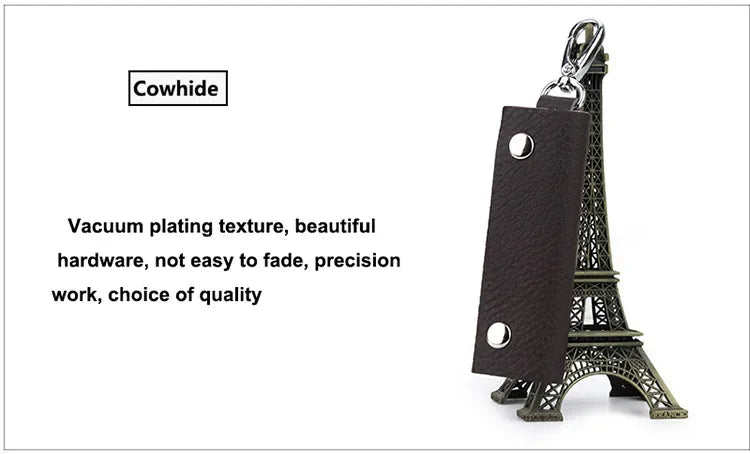 Genuine Leather Key Storage Bag Mini Universal Key Pack Housekeeper Metal Hook Key Holder Wallet for Men and Women