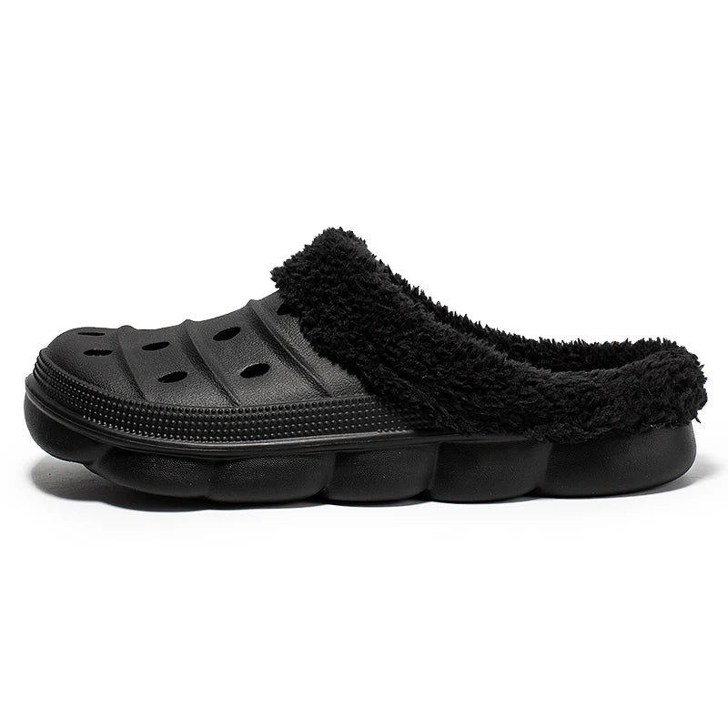 Waterproof cotton slippers for men winter 2024 new cashmere thickened warm waterproof non-slip indoor shoes