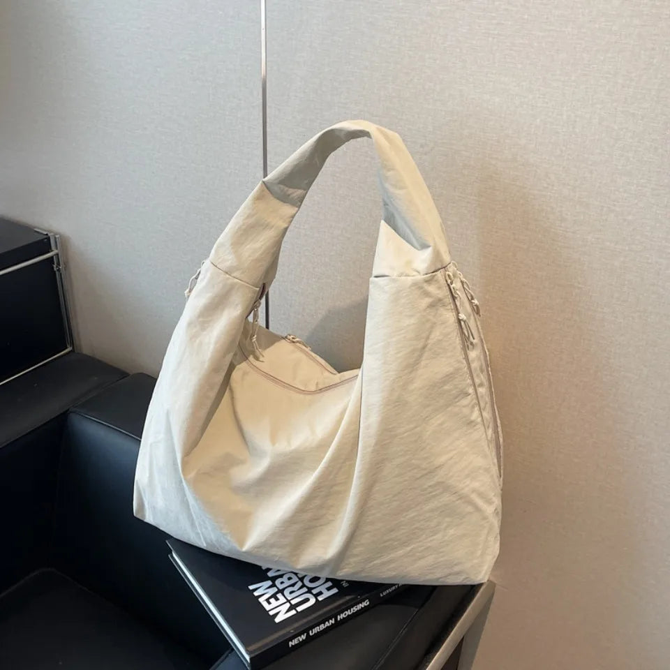 Japanese Fashion Casual Nylon Tote Bag Women 2025 New Style Trend All-match Large Capacity Underarm Bag Commuter Shoulder Bag