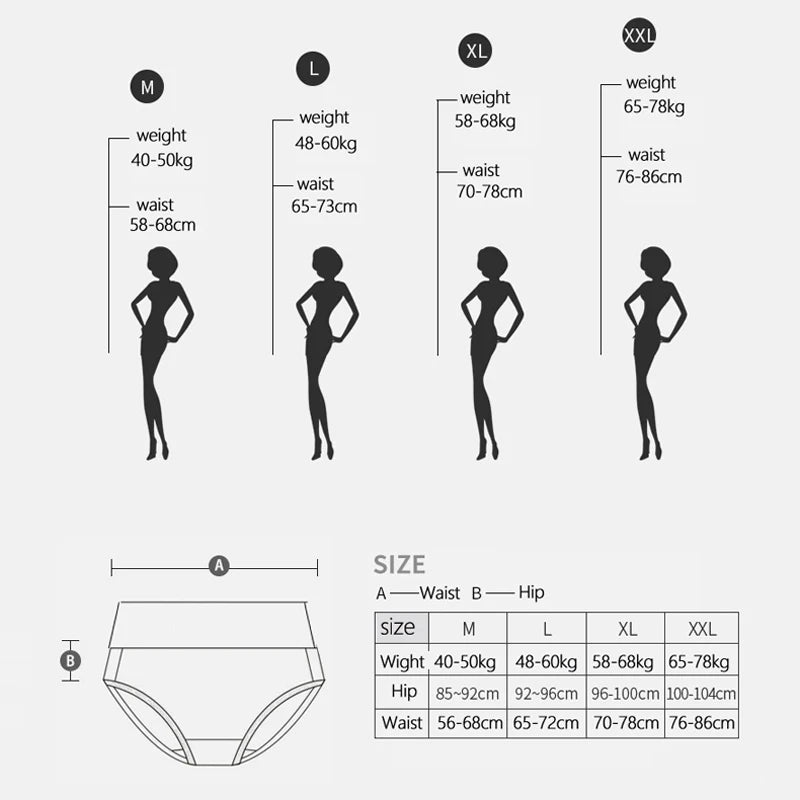 Fashion Print 4Pcs High Waist Cotton Panties Women Body Shaper Underwear Breathable Cute Girls Briefs Slimming Female Lingerie
