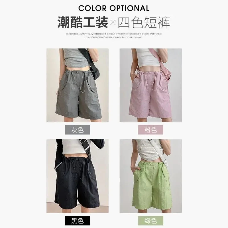 Working Shorts for Women in Summer Thin New Style Khaki A-line Casual Loose Wide-leg Sports Five-point Pants