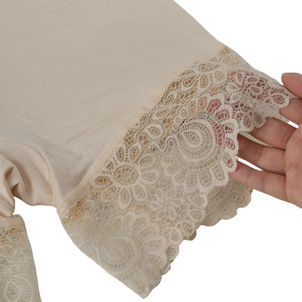 2Pcs Women Plus Big Size Safety With Lace Woman Panties Pants High Waist Shorts Under Female Summer Under Skirt Shorts Modal