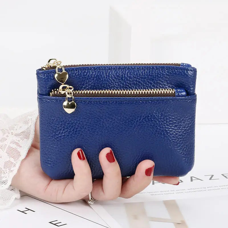 PU Leather Mini Coin Purse Card Holder for Women Zipper Coin Wallet Mini Wallet Ladies Double Zipper Coin Purse Key Wallets