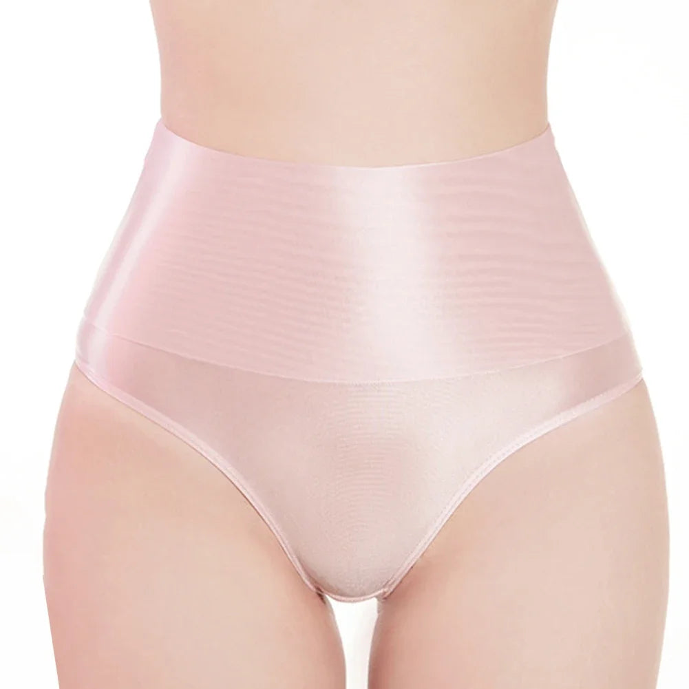 Women's Seamless Underwear Ultra-Thin Glossy Panties Knickers High Waist Transparent See Through Shiny Sheer Underpants