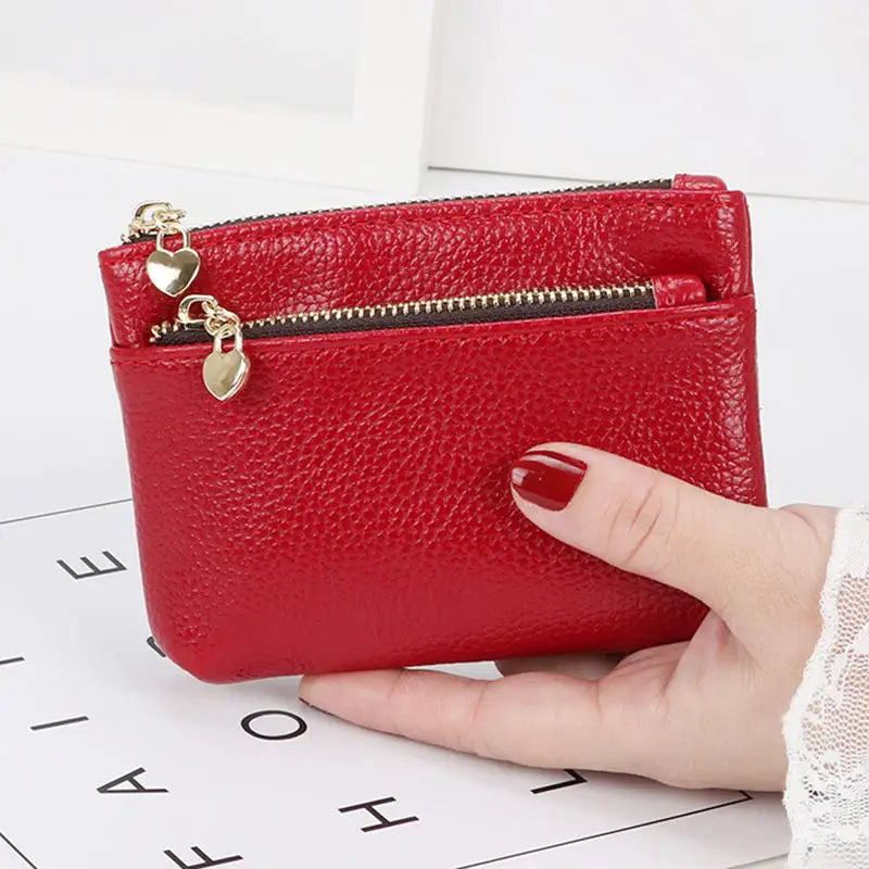 PU Leather Mini Coin Purse Card Holder for Women Zipper Coin Wallet Mini Wallet Ladies Double Zipper Coin Purse Key Wallets