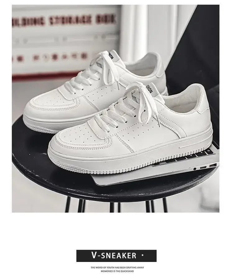 **2025 New White Shoes for Men's Spring Youth Casual Versatile Men's Shoes for Students Pure White Sports Board Shoes