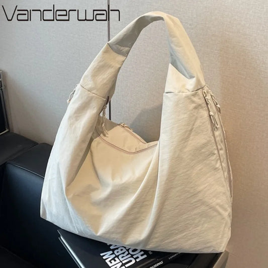 Japanese Fashion Casual Nylon Tote Bag Women 2025 New Style Trend All-match Large Capacity Underarm Bag Commuter Shoulder Bag