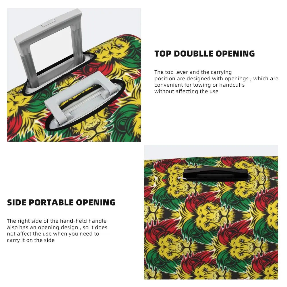 Custom Cute Jamaica Rasta Judah Lion Rastafari Flag Luggage Cover Protector Dust Proof Travel Suitcase Covers