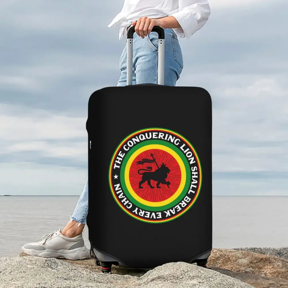 Custom Cute Jamaica Rasta Judah Lion Rastafari Flag Luggage Cover Protector Dust Proof Travel Suitcase Covers