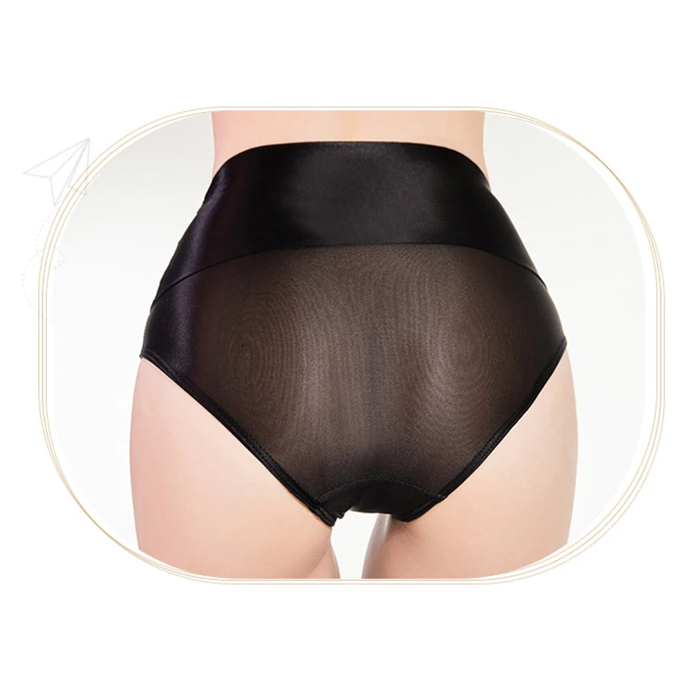 Women's Seamless Underwear Ultra-Thin Glossy Panties Knickers High Waist Transparent See Through Shiny Sheer Underpants