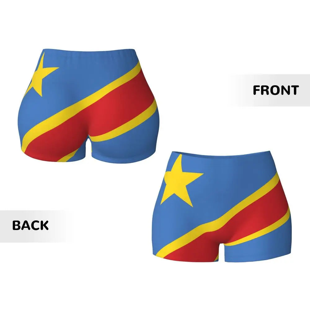 Women's Yoga Shorts Congo Flag Style Scrunch Booty Butt Lifting Comfort Fitness Gym