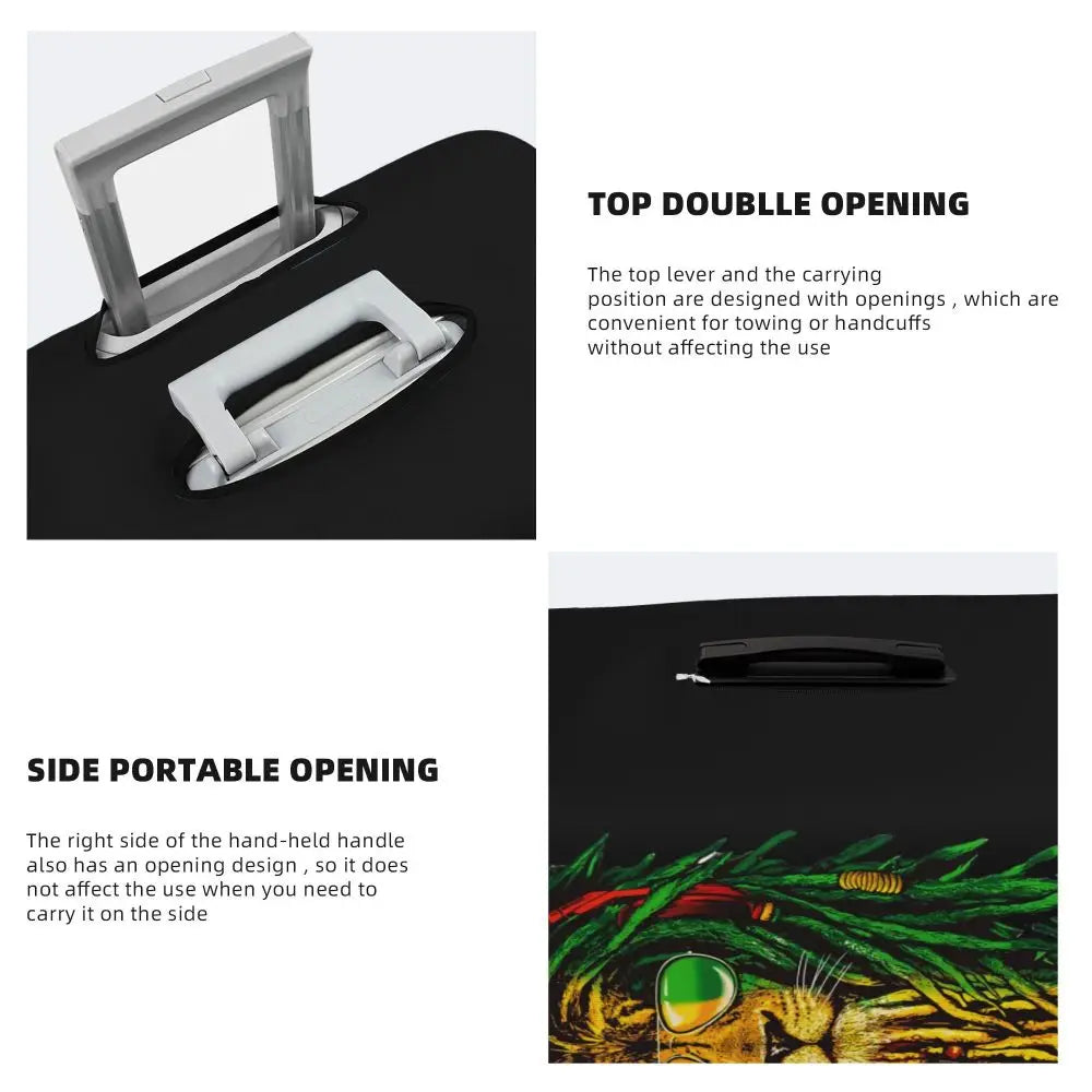 Custom Cute Jamaica Rasta Judah Lion Rastafari Flag Luggage Cover Protector Dust Proof Travel Suitcase Covers