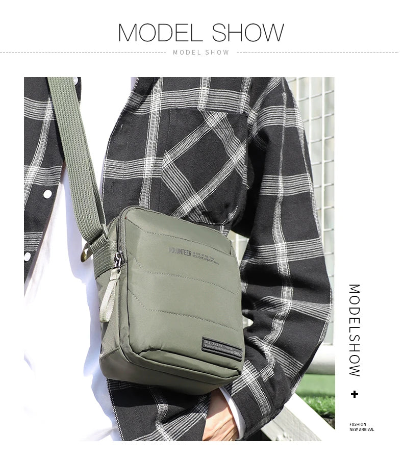 Volunteer Crossbody Bags for Men Waterproof Oxford Cloth Phone Sling Bag Male Light Weight Hiking Climbing Shoulder Bag 1713-12