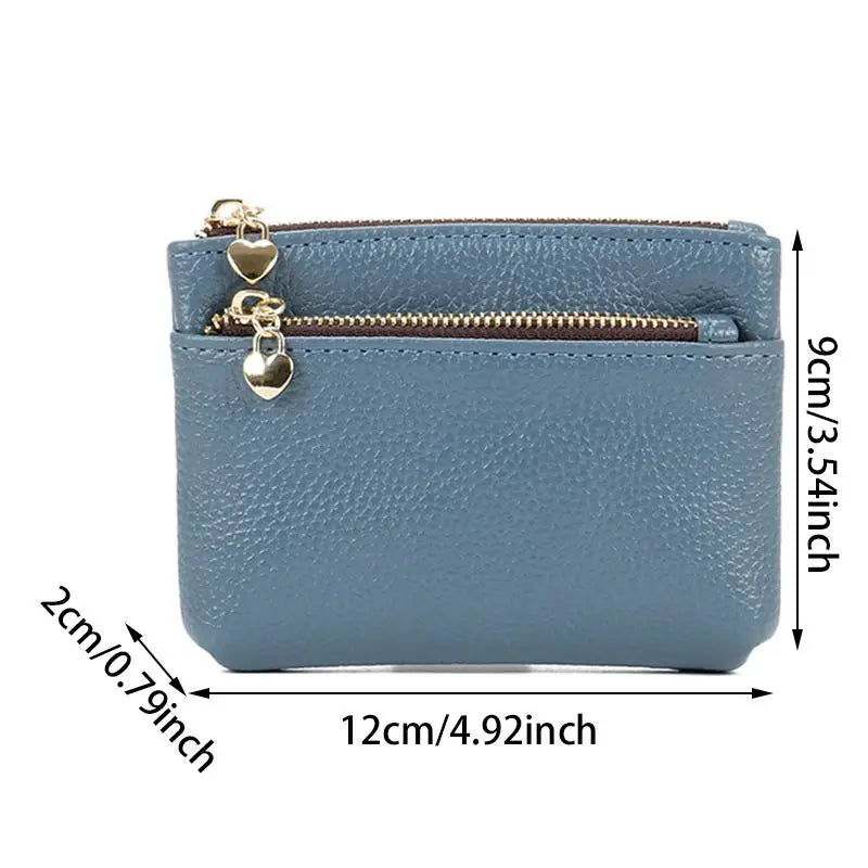 PU Leather Mini Coin Purse Card Holder for Women Zipper Coin Wallet Mini Wallet Ladies Double Zipper Coin Purse Key Wallets