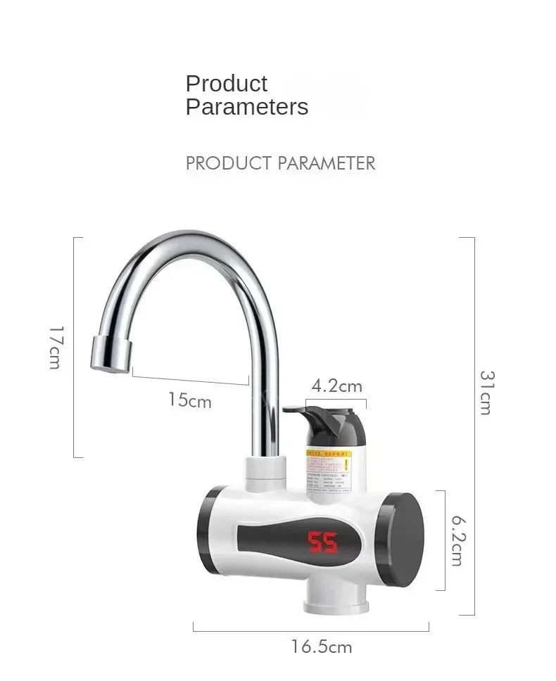 3000W Electric Kitchen Water Heater Tap Instant Hot Water Faucet Heater Cold Heating Faucet Tankless Instantaneous Water Heater