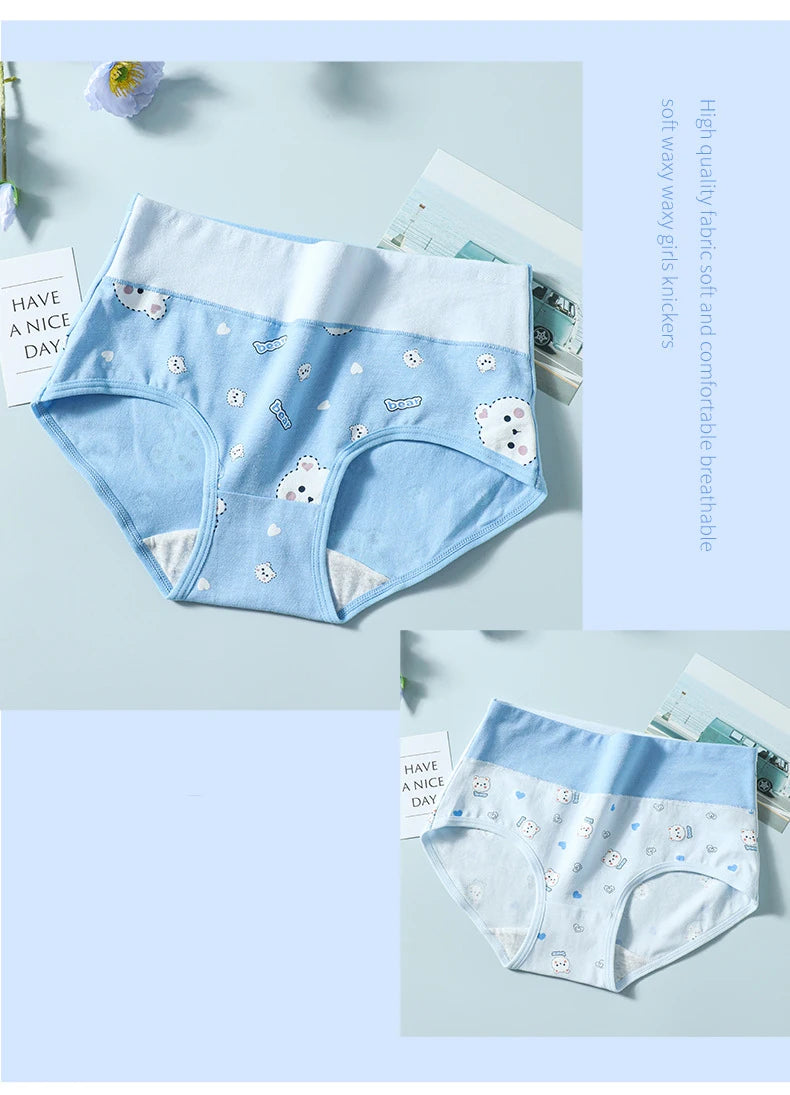 Fashion Print 4Pcs High Waist Cotton Panties Women Body Shaper Underwear Breathable Cute Girls Briefs Slimming Female Lingerie