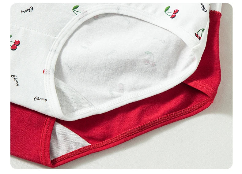 4Pcs/Set High Waist Cotton Panties Women Body Shaper Underwear Seamless Cute Girls Briefs Lucky Red Female Lingerie M-2XL