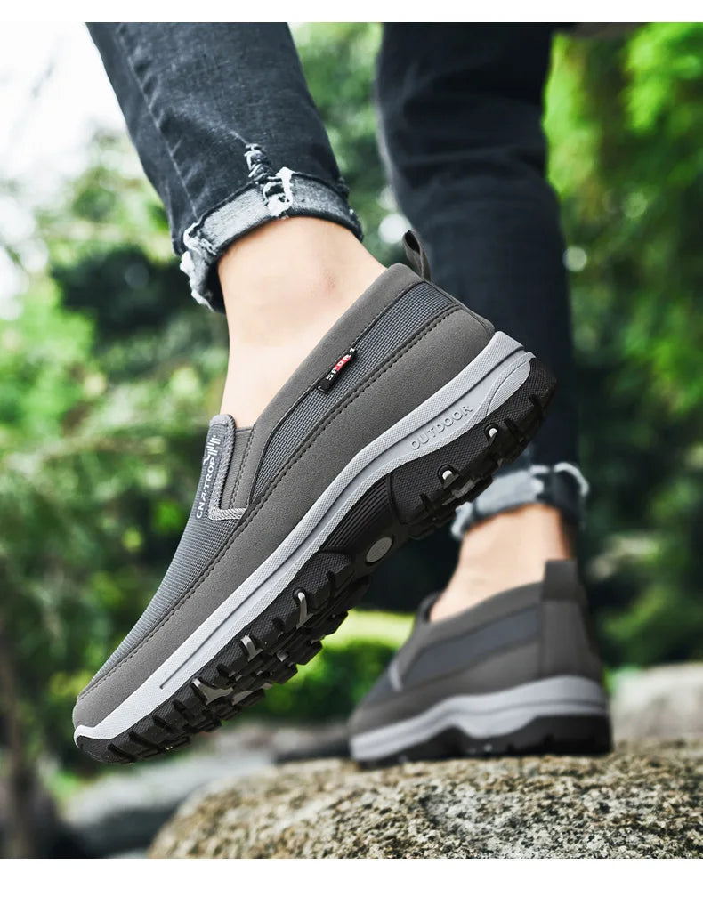 Men's Casual Loafers, Sneakers, Mesh Breathable Retro Driving Shoes, Slip-on Vulcanized Soft Soles, Non-slip Solid Color Shoes