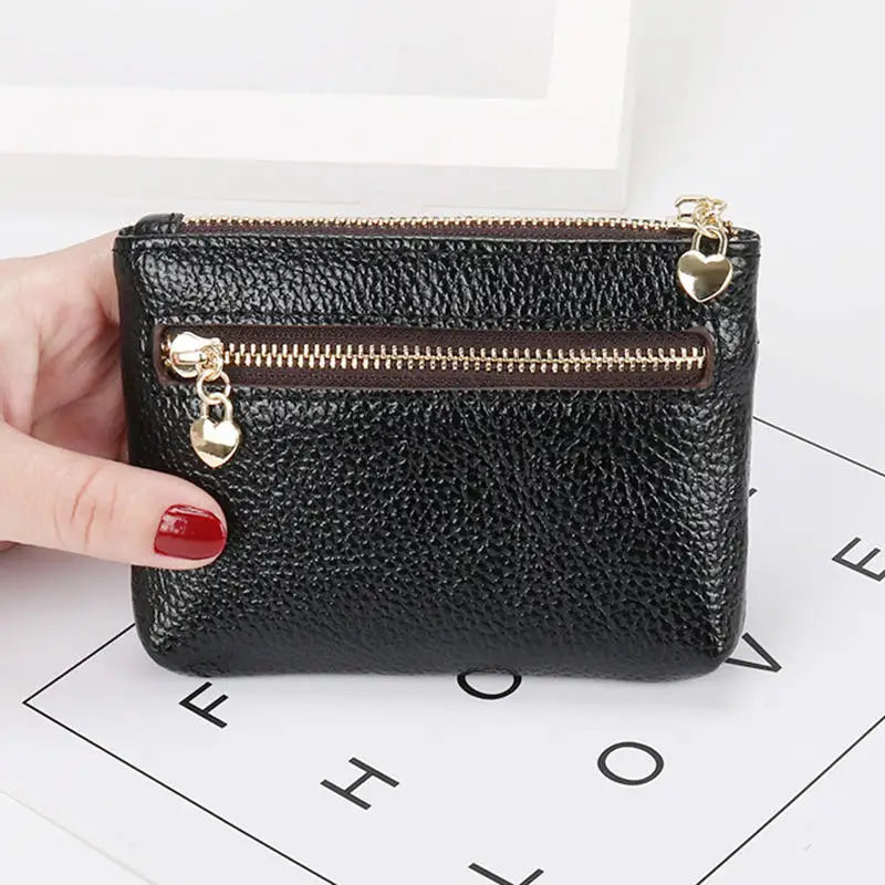 PU Leather Mini Coin Purse Card Holder for Women Zipper Coin Wallet Mini Wallet Ladies Double Zipper Coin Purse Key Wallets