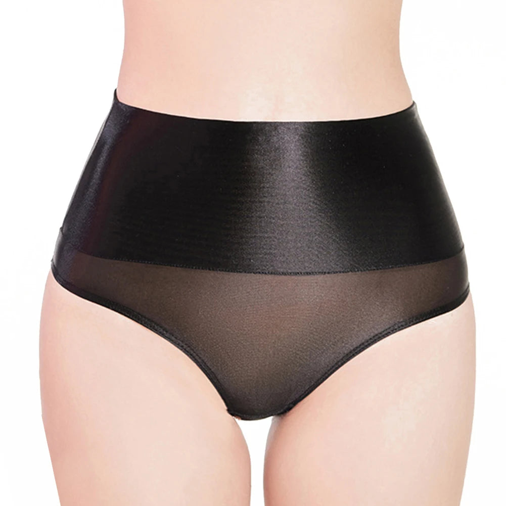 Women's Seamless Underwear Ultra-Thin Glossy Panties Knickers High Waist Transparent See Through Shiny Sheer Underpants