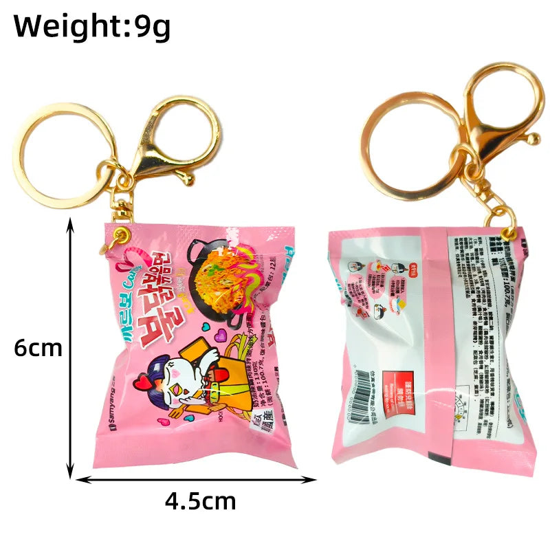 Creative Mini Indonesian Noodle Keychain Korean Ramen Instant Snack Food Toy Souvenir Spicy Mini Keyring Southeast Asian Cuisine