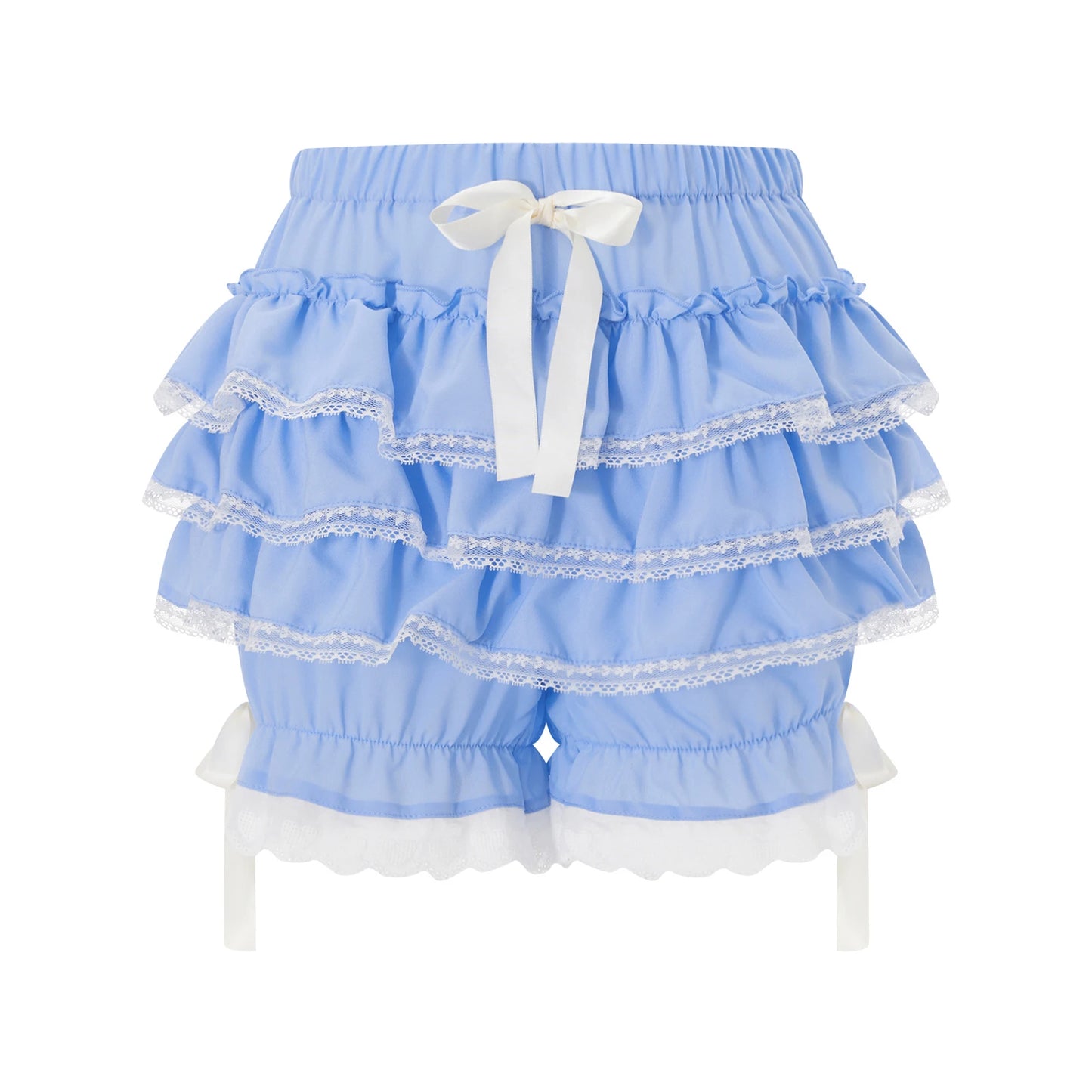 Women's Summer Lace Trim Shorts Plaid Elastic Band Tiered Ruffle Shorts Kawaii Gothic Casual Bloomers Streetwear