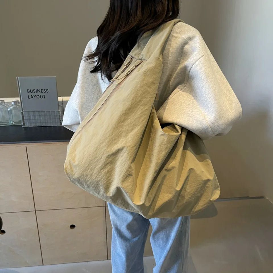 Japanese Fashion Casual Nylon Tote Bag Women 2025 New Style Trend All-match Large Capacity Underarm Bag Commuter Shoulder Bag