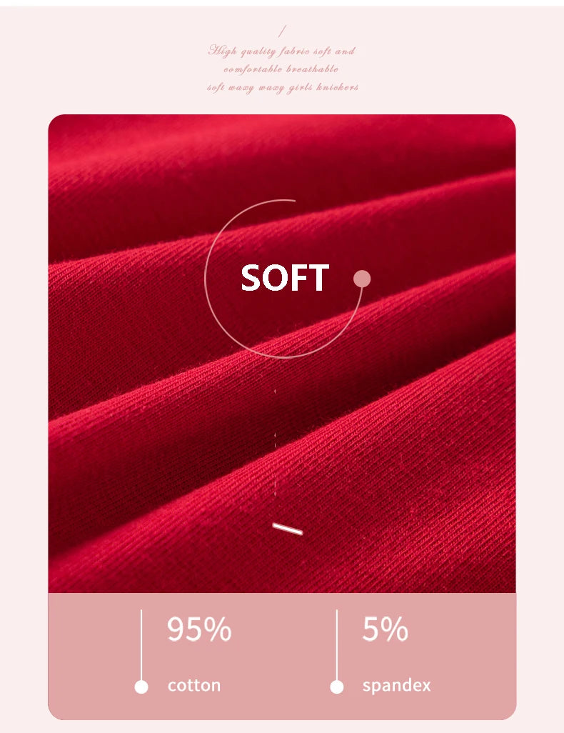 4Pcs/Set High Waist Cotton Panties Women Body Shaper Underwear Seamless Cute Girls Briefs Lucky Red Female Lingerie M-2XL