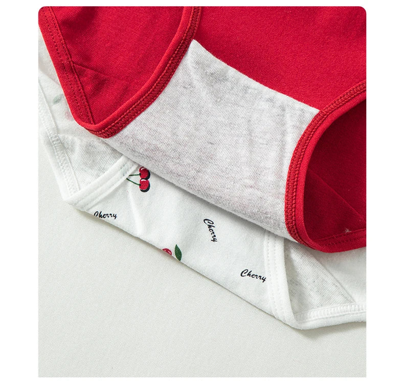 4Pcs/Set High Waist Cotton Panties Women Body Shaper Underwear Seamless Cute Girls Briefs Lucky Red Female Lingerie M-2XL