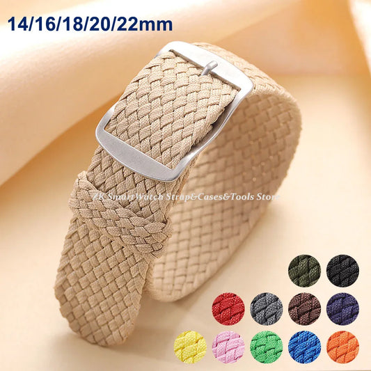 14mm 16mm 18mm 20mm 22mm Perlon Weave Band Nylon Watch Strap Fabric Woven Wristband Woven Women Men Bracelet Watch Accessories