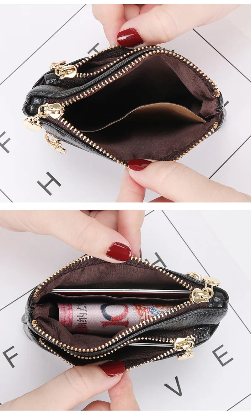 PU Leather Mini Coin Purse Card Holder for Women Zipper Coin Wallet Mini Wallet Ladies Double Zipper Coin Purse Key Wallets