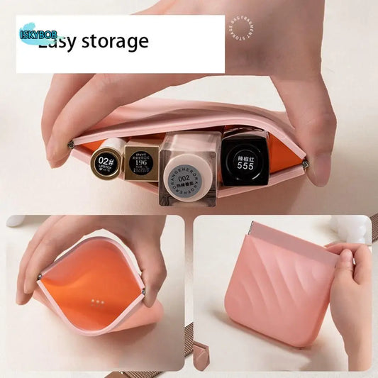 Silicone Mini Cosmetic Bag Makeup Bag Travel Supplies Lipstick Storage Bag Self-closing Storage Bag Coin Bag Change Storage
