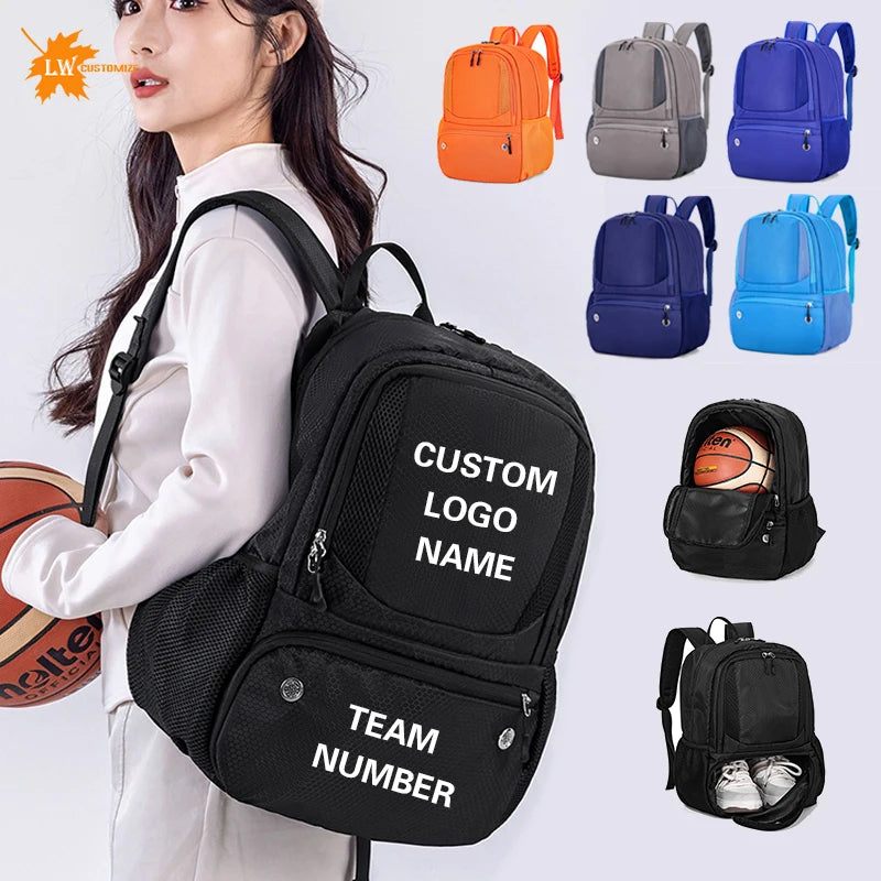 Custom Sports Basketball Bag Backpack Football Training Backpack Logo Volleyball Storage Bag Team Match Printed Logo Number
