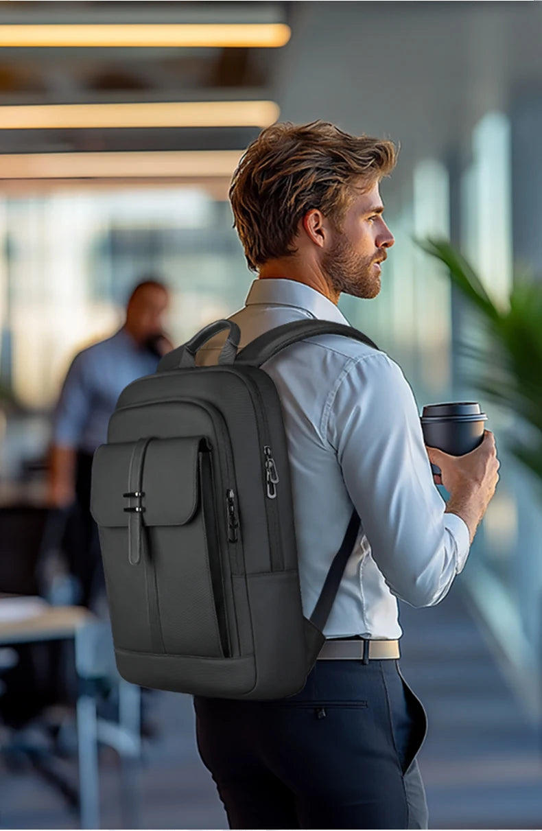 HcanKcan Men's Business Backpack Slim Waterproof 15.6 Inch Laptop Bag Casual College School Backpack Travel Rucksack Work Bags