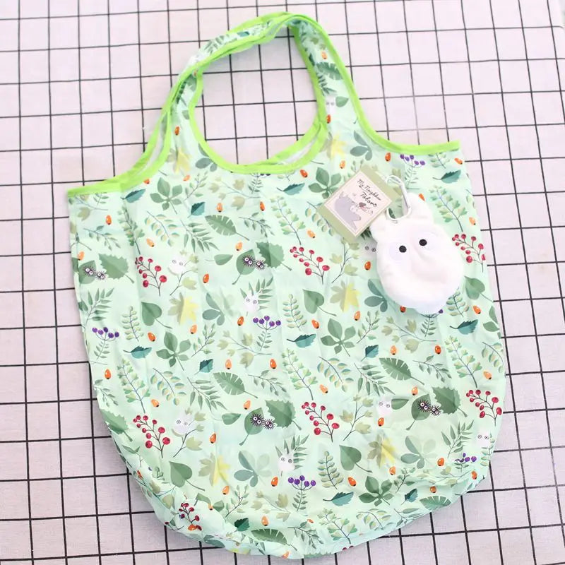 Anime Cartoon Foldable Shopping Bags Thick Nylon Large Tote Reusable Polyester Portable Shoulder Women's Handbags Folding Pouch