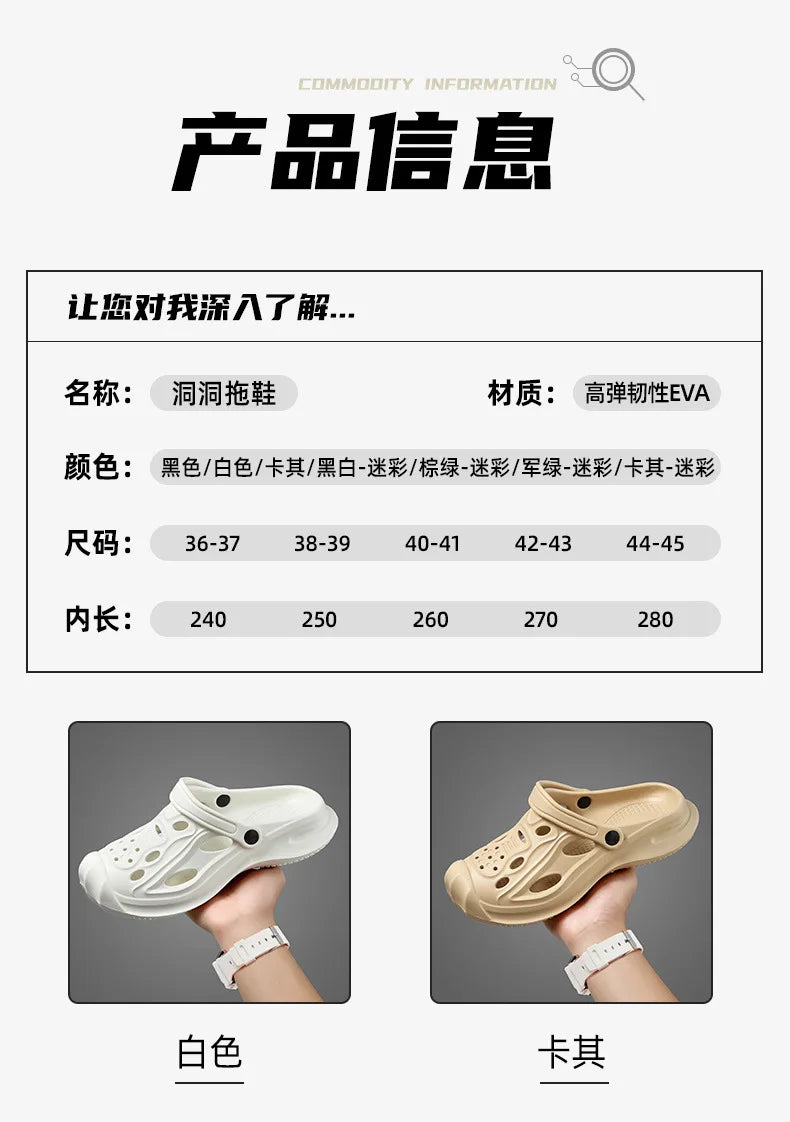 Comwarm Men's Summer Clogs Slippers New Fashion Camouflage Garden Sandals Outdoor Classic Beach Slippers Soft EVA House Slides