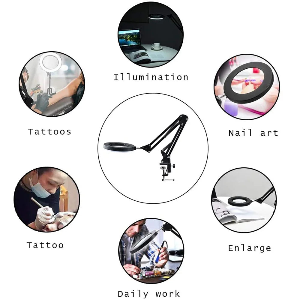 72LED 8X/10X NEW Illuminated Magnifier USB 3 Colors LED Magnifying Glass For Skincare Beauty/Table Lamp/Soldering Iron Repair