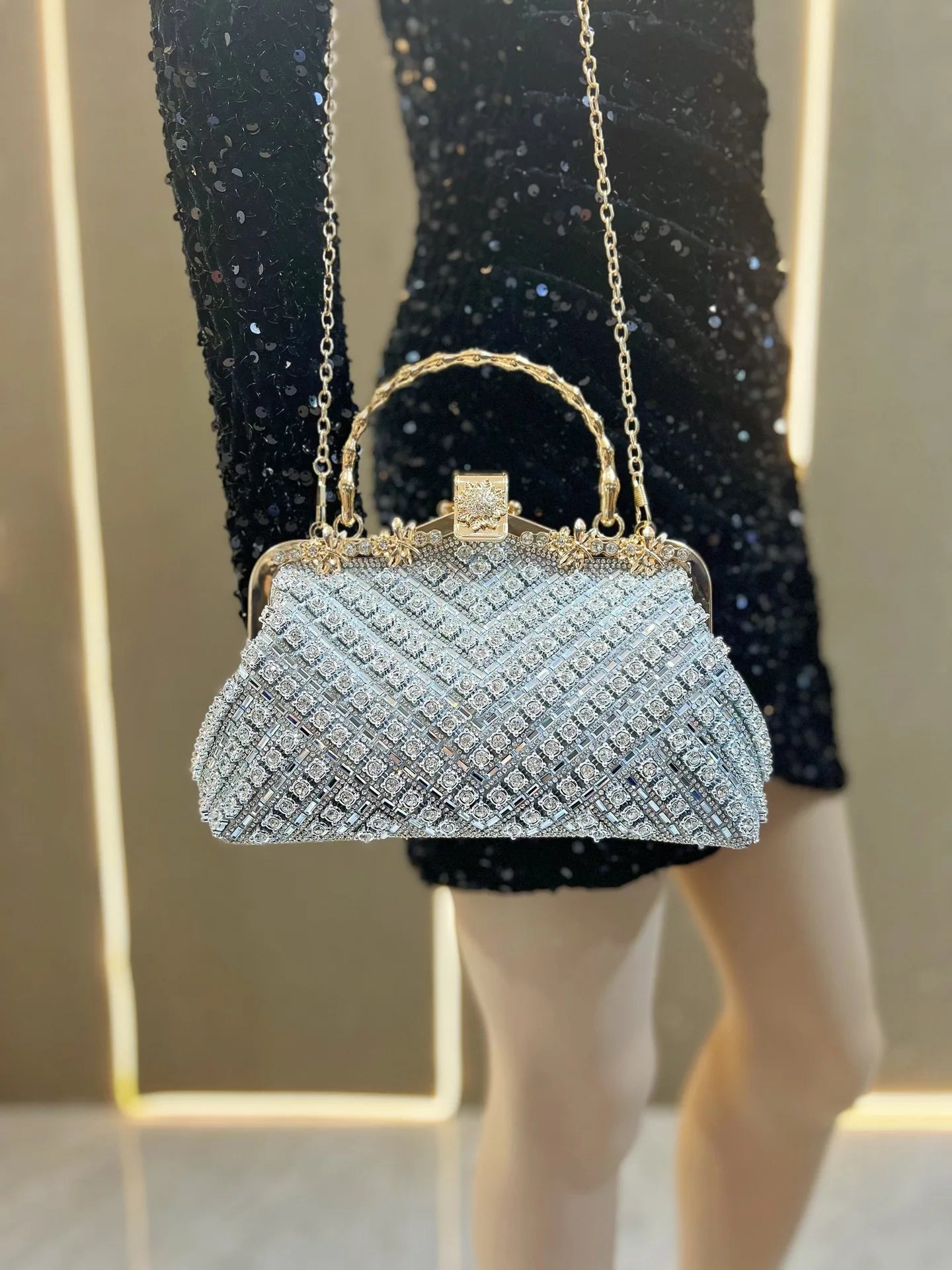 Luxury Crystal Shiny Rhinestones Diamonds Evening Bag Women Glitter Handbag Wedding Party Clutch Purse Shoulder Bag 2025 New