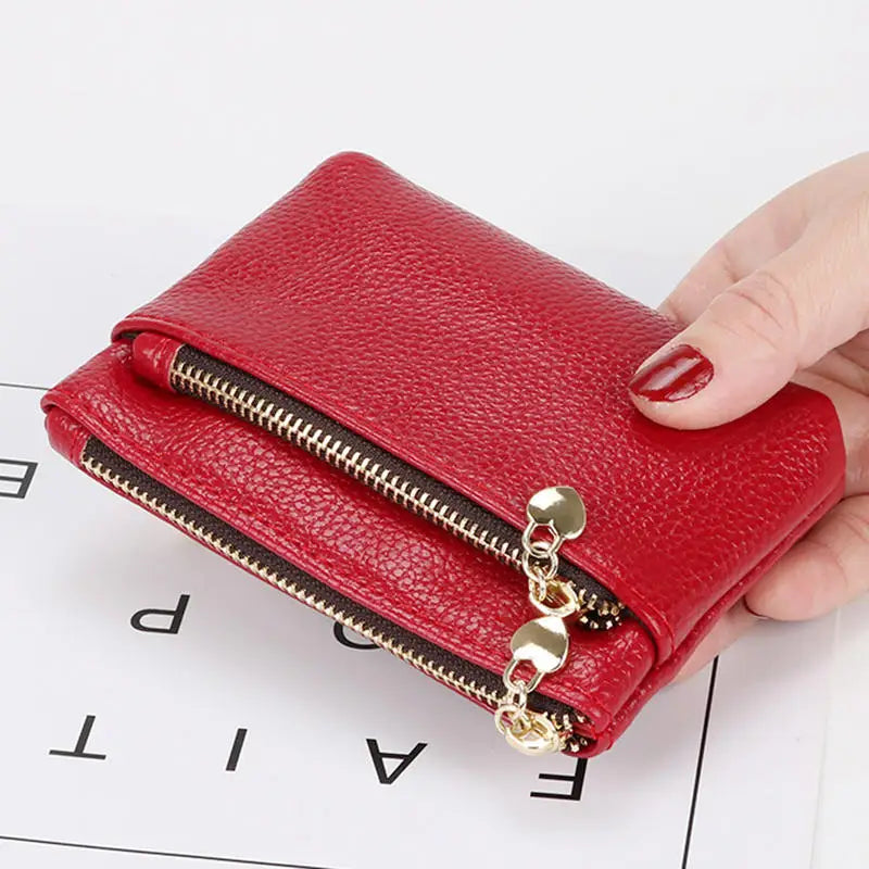 PU Leather Mini Coin Purse Card Holder for Women Zipper Coin Wallet Mini Wallet Ladies Double Zipper Coin Purse Key Wallets