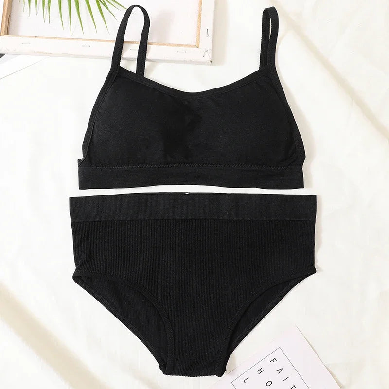 Women Seamless Bra Set Sexy Backless Ribbed High Waist Panties Female Lingerie Set Crop Top Seamless Briefs Underwear