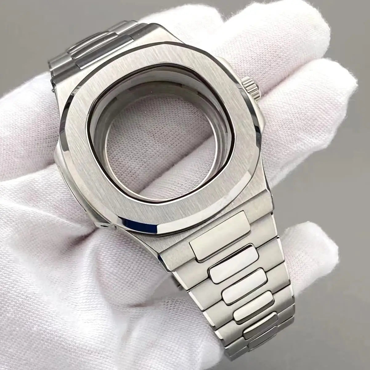 43mm Silver Stainless Steel for Nautilus Case NH35 NH36 NH38 4R Movements 30.5mm Dial Men Watch Repair Replacement Case NH35