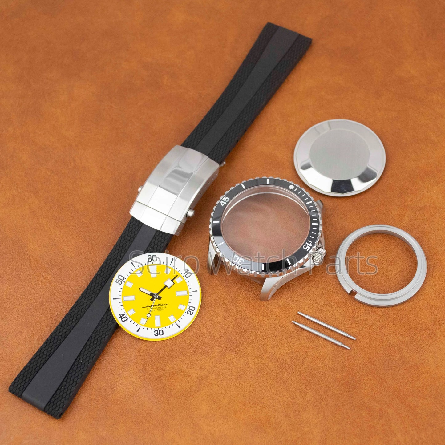 for SUPEROCEAN NH35 Case Rubber Strap Dial Hands 200m Dive Watch Men Stainless Steel Sapphire Crystal fit for NH35 NH36 Movement