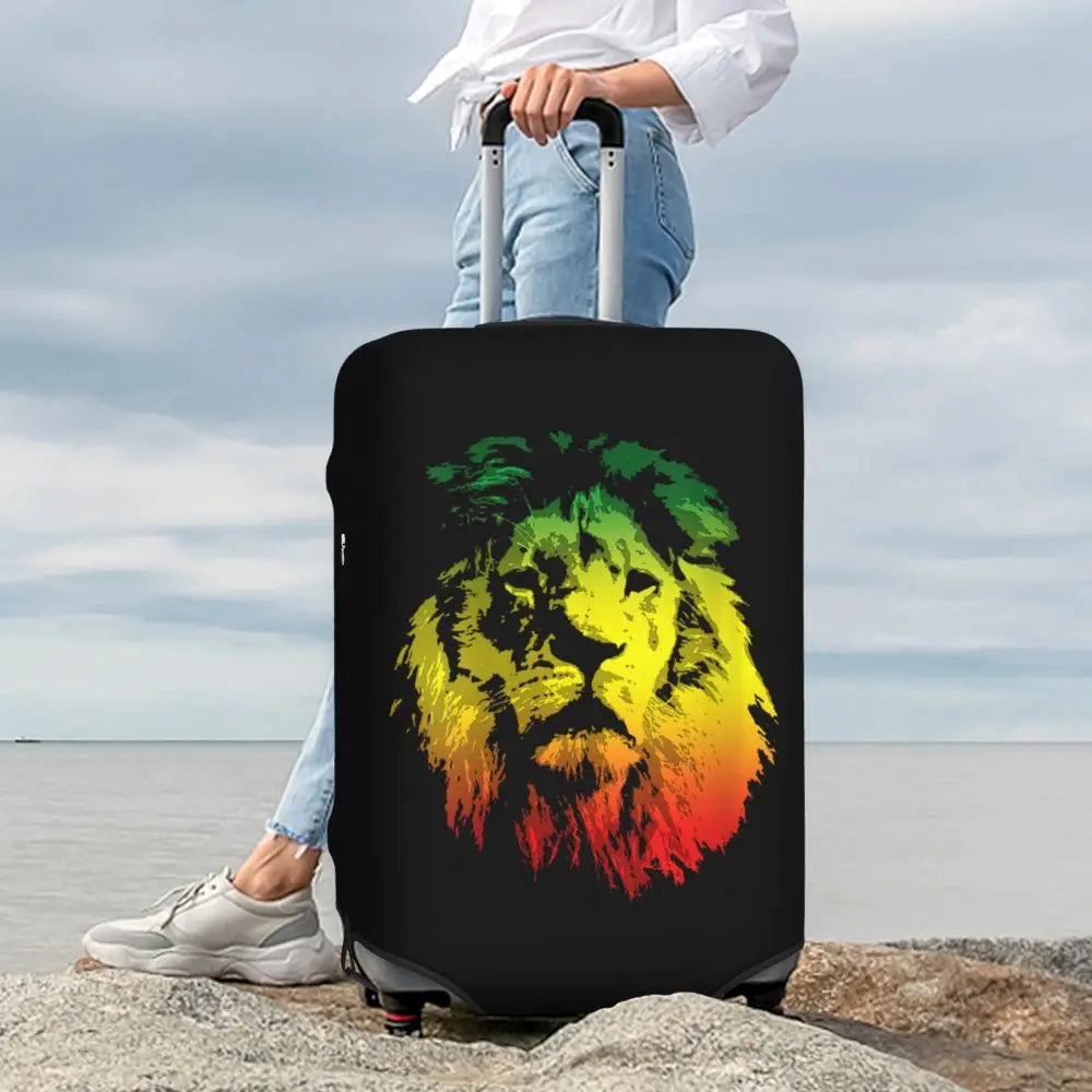 Custom Cute Jamaica Rasta Judah Lion Rastafari Flag Luggage Cover Protector Dust Proof Travel Suitcase Covers