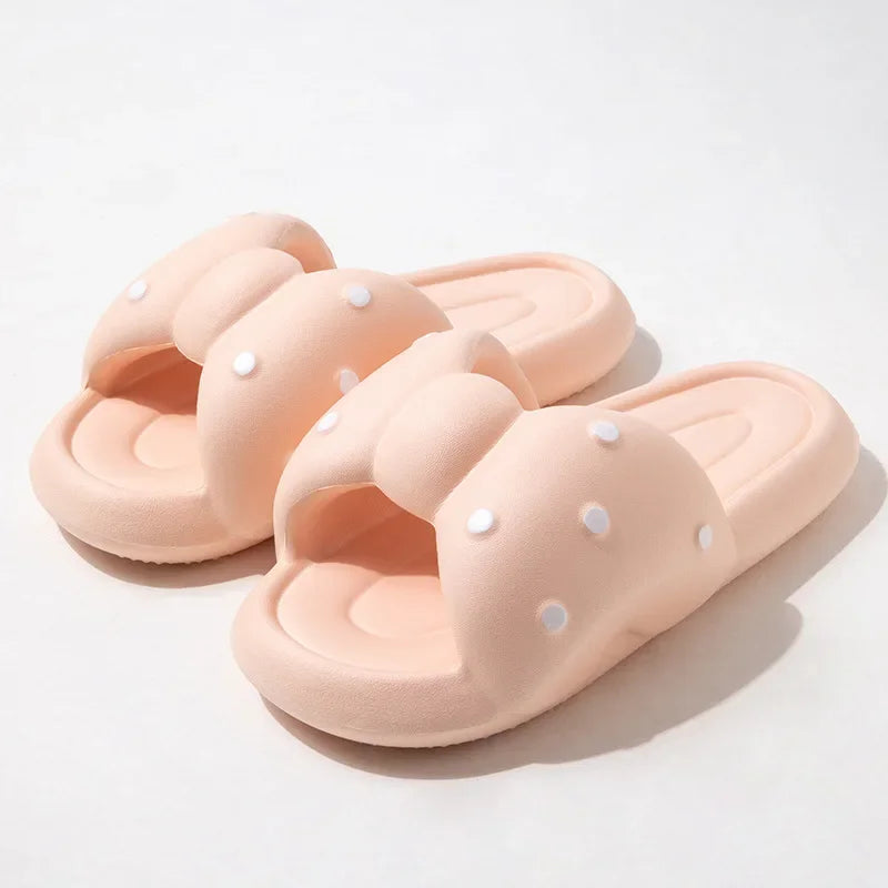 Summer Women's Slippers Kawaii Butterfly Polka Dot Platform Bathroom Anti Slip Cozy Slippers for Outdoor Wear Home Indoor Shoes