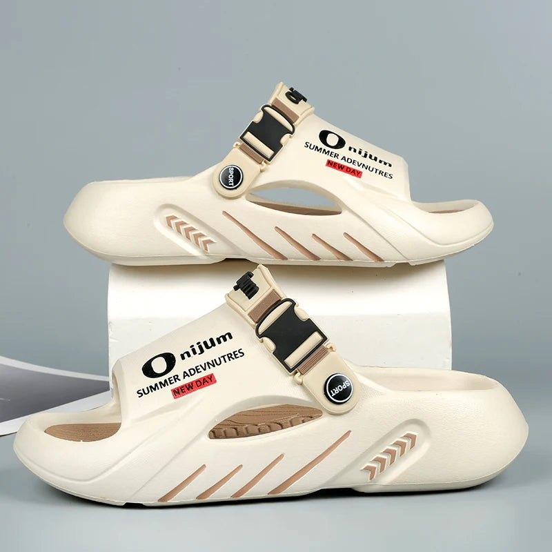 New Men's Slippers Outdoor Sandals Beach Comfortable Soft Slides Indoor Slippers Casual Shoes Men Outdoor Sandals Big Size 46 47