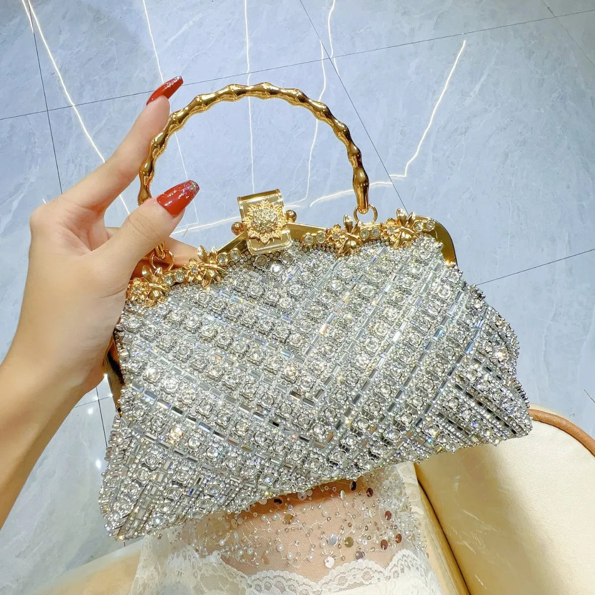 Luxury Crystal Shiny Rhinestones Diamonds Evening Bag Women Glitter Handbag Wedding Party Clutch Purse Shoulder Bag 2025 New