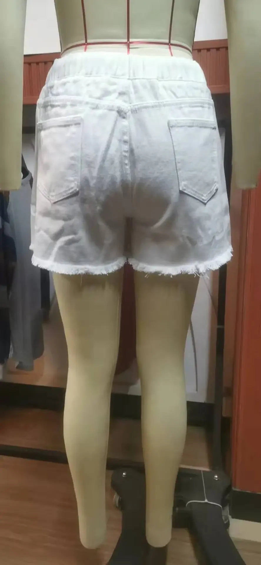 Shorts Women Hole Jeans Distressed Drawstring Elastic Waist Washed Denims 2025 Mom Jeans Streetwear Vintage Straight Short Pants