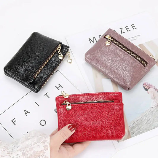 PU Leather Mini Coin Purse Card Holder for Women Zipper Coin Wallet Mini Wallet Ladies Double Zipper Coin Purse Key Wallets