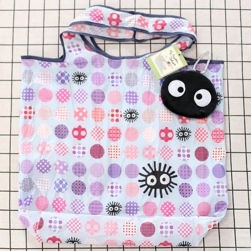Anime Cartoon Foldable Shopping Bags Thick Nylon Large Tote Reusable Polyester Portable Shoulder Women's Handbags Folding Pouch